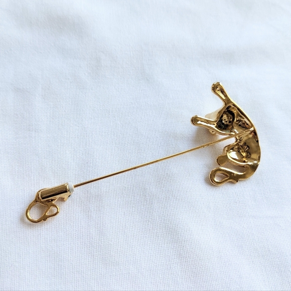 3" Cat and Mouse pin, Gold color - Picture 2 of 7
